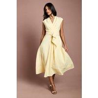 Coast Women's Petite Belted Crepe Dress in Lemon | Size: 6