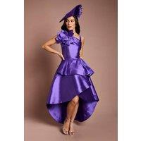 Coast Women's Lisa Tan 3D Corsage One Shoulder Twill Midi Dress in Purple | Size: 10