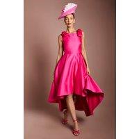 Coast Women's Lisa Tan Bow Shoulder Satin Midi Dress in Magenta | Size: 14