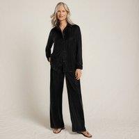 Lands' End Women's Wide Leg Velvet Trousers in Black | Size: 14