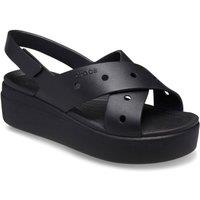 Crocs Women's Brooklyn 4U Cross Strap Sandal in Black | Size: 7