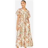 Yumi Women's Viscose Relaxed Boho Print Maxi Shirt Dress in Warm White | Size: 10
