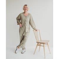 Turtledove London Women's Mila Stone Long Sleeve Jumpsuit | Size: 14-18