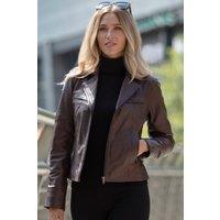 Ashwood Leather Women's 'Eva' Leather Biker Style Jacket Women Coat in Brown | Size: 10