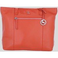 Ashwood Leather Women's 'Bray' Designer Leather Shoulder Bag with Secure Zip Pocket in Tangerine