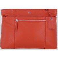 Ashwood Leather Women's 'Newport' Real Leather Multi-Pocket Shoulder Bag in Tangerine