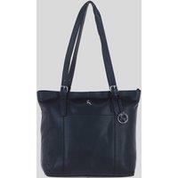 Ashwood Leather Women's 'Athy' Genuine Leather Shoulder Tote Bag with Metallic Charm in Black