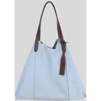 Brampton London Women's Real Suede Leather Shopper Bag with Leather Tassel Charm in Light Grey