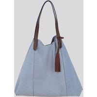 Brampton London Women's Real Suede Leather Shopper Bag with Leather Tassel Charm in Pale Blue