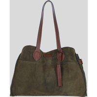 Brampton London Women's Real Suede Leather Shoulder Bag with Tassel Charm in Khaki
