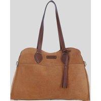 Brampton London Women's Real Suede Leather Shoulder Bag with Tassel Charm in Tan