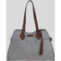 Brampton London Women's Real Suede Leather Shoulder Bag with Tassel Charm in Taupe