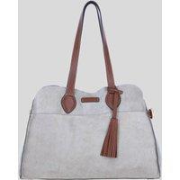 Brampton London Women's Real Suede Leather Shoulder Bag with Tassel Charm in Stone