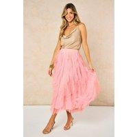 Sarta Women's Layla Layered Tulle Maxi Skirt in Pink | Size: Large