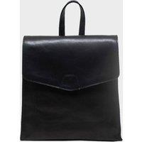 Assots London Women's MARGARET' Natural Grain Polished Leather Flap Over Backpack in Black