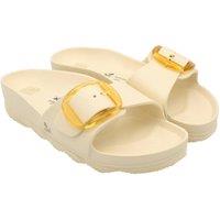 Avispas Women's Milano' TR Comfort Sole One-Strap Summer Slide Sandals in Off-White | Size: 3