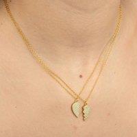 Gold Trip Women's Best Friends Heart Necklace Set in Silver
