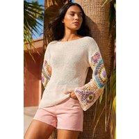 Roman Women's Crochet Sleeve Knit Jumper | Size: 14