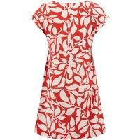 Weird Fish Women's Tampa Printed Linen Rich Dress in Red | Size: 8
