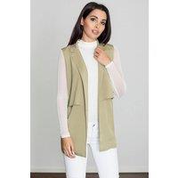 Love Lace Women's Lightweight Long Collared Vest for Everyday in Green | Size: Large