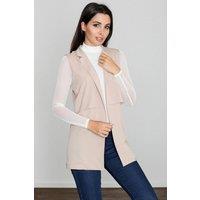 Love Lace Women's Lightweight Long Vest with Collar for Styling in Beige | Size: Large