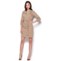 Love Lace Women's Airy Cotton Sweatshirt Dress with Waist Tie in Beige | Size: XL