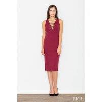 Love Lace Women's Chic Cotton Knit Evening Dress With Tie Neck in Red | Size: S/M