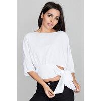 Love Lace Women's Airy Summer Blouse with Waist Tie in White | Size: Large
