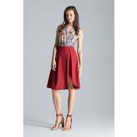 Love Lace Women's Asymmetrical Slit Midi Skirt Side Zip Burgundy | Size: Large