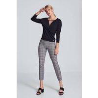 Love Lace Women's Elegant Short Envelope Blouse with Piping in Black | Size: Large