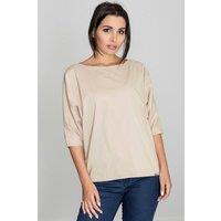 Love Lace Women's Delicate Stitched Middle Blouse in Beige | Size: S/M