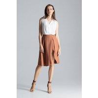 Love Lace Women's Brown Asymmetric Slit Midi Skirt Side Zip in Terracotta | Size: XL