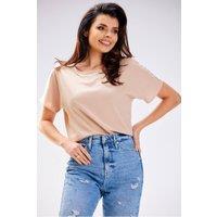 Love Lace Women's Airy Viscose Blouse with Simple Summer Cut in Beige | Size: Small