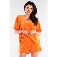 Love Lace Women's Velour Loose Fit Shorts Comfortable Crease Free in Orange | Size: S/M