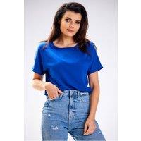 Love Lace Women's Breathable Viscose Summer Blouse with Simple Cut in Blue | Size: Small
