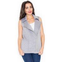 Love Lace Women's Zipped Smooth Vest with Classic Lapels in Grey | Size: Small