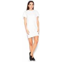 Love Lace Women's Straight Cut Sweatshirt Dress with Side Zippers Style 77312 in White | Size: Large