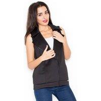 Love Lace Women's Zipped Classic Lapel Smooth Sports Vest Style 49965 in Black | Size: Small