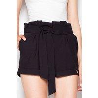 Love Lace Women's High Waist Frill Belt Shorts With Pockets in Black | Size: XL