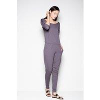 Love Lace Women's Sporty Half Round Neck Jumpsuit Cut at Waist in Grey | Size: Medium