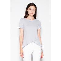 Love Lace Women's Asymmetrical Overlap Blouse with Longer Back in Grey | Size: XL