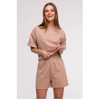 Love Lace Women's High Waisted Trapeze Pocket Shorts in Beige | Size: Large
