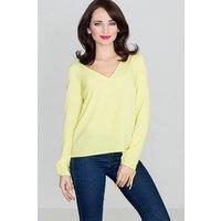 Love Lace Women's Heart Neck Blouse with Long Tie Sleeves Style 119255 in Yellow | Size: Large