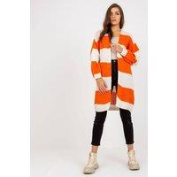 Love Lace Women's Ochre Striped Long Sleeve Loose Cardigan in Orange