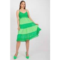 Love Lace Women's Summer Heart Lace Openwork Flared Dress in Green | Size: Large
