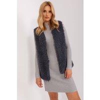 Love Lace Women's Breathable Faux Fur Polyester Gilet Vest in Grey | Size: Small