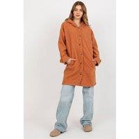 Love Lace Women's Long Sleeve Hooded Plush Button Coat Pockets in Orange | Size: Large/XL