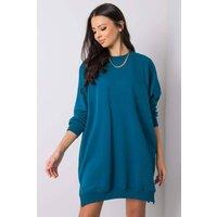 Love Lace Women's Comfort Loose Fit Cotton Sweatshirt Dress in Teal