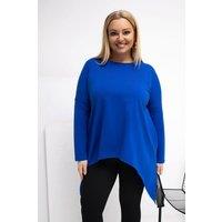Love Lace Women's Plus Size Cotton Tunic Blouse with Pockets Style 223036 in Blue