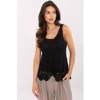Love Lace Women's Boho Cotton Lace Blouse & Cami Set in Black